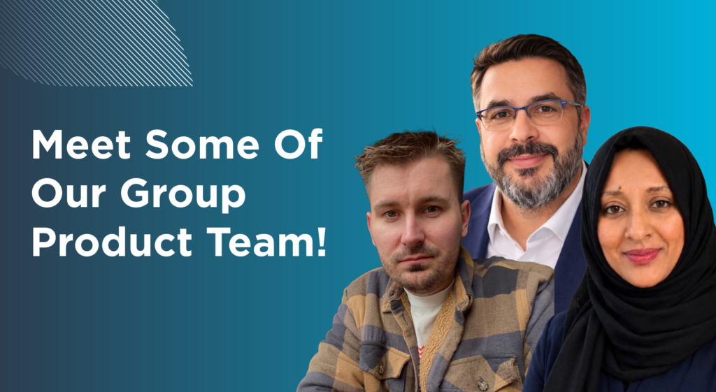 A cover image for our meet the product team blog, featuring Wouter, Nileema, and Alex.