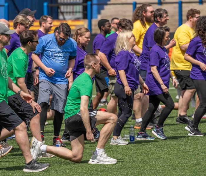 Staff preparing to run together for National Fitness Day